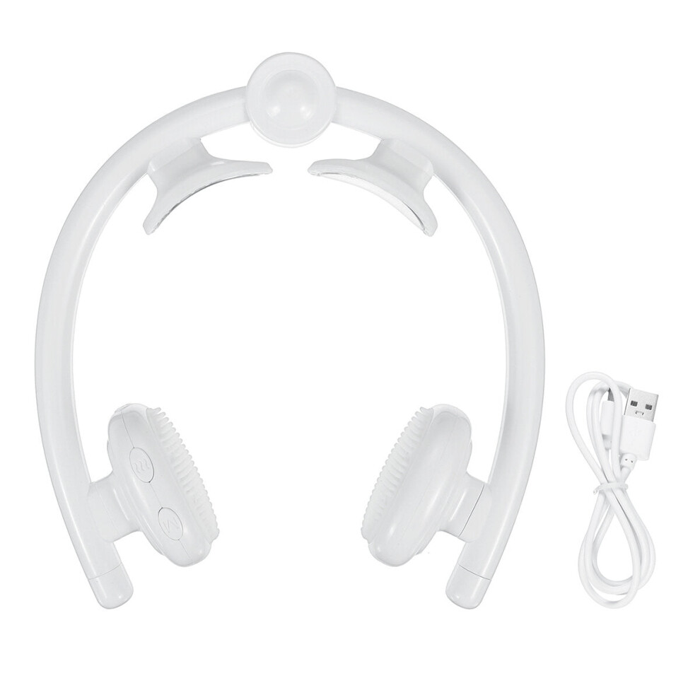 (White) 10 Gears Electric Neck Massager Smart Charging Pulse Relax Cervical Pain Relief Device