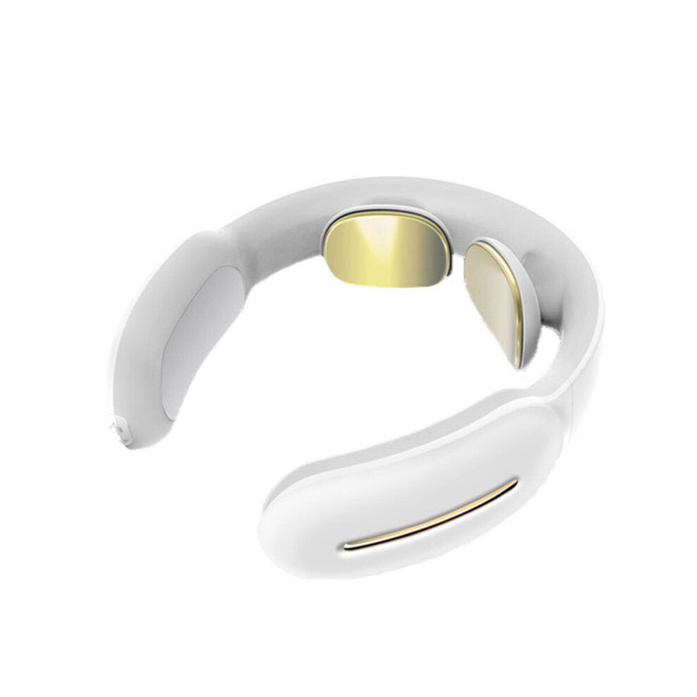(White) Cervical Neck Electric Massager Physical Therapy Electromagnetic Pulse Pain Relief