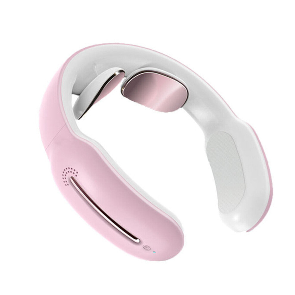 (Pink) Cervical Neck Electric Massager Physical Therapy Electromagnetic Pulse Pain Relief