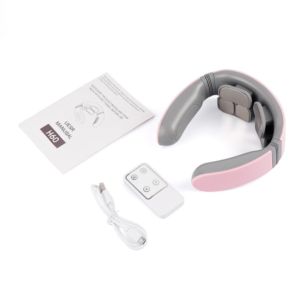 Greenzech Pink (Pink) 6 Head Electric Neck Massager - 5D Cervical Massage - Heating Vibration Pain Relief