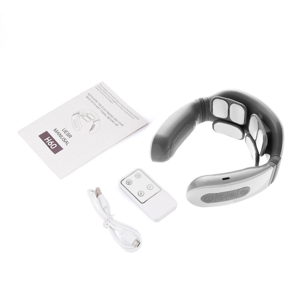 Greenzech White (White) 6 Head Electric Neck Massager - 5D Cervical Massage - Heating Vibration Pain Relief