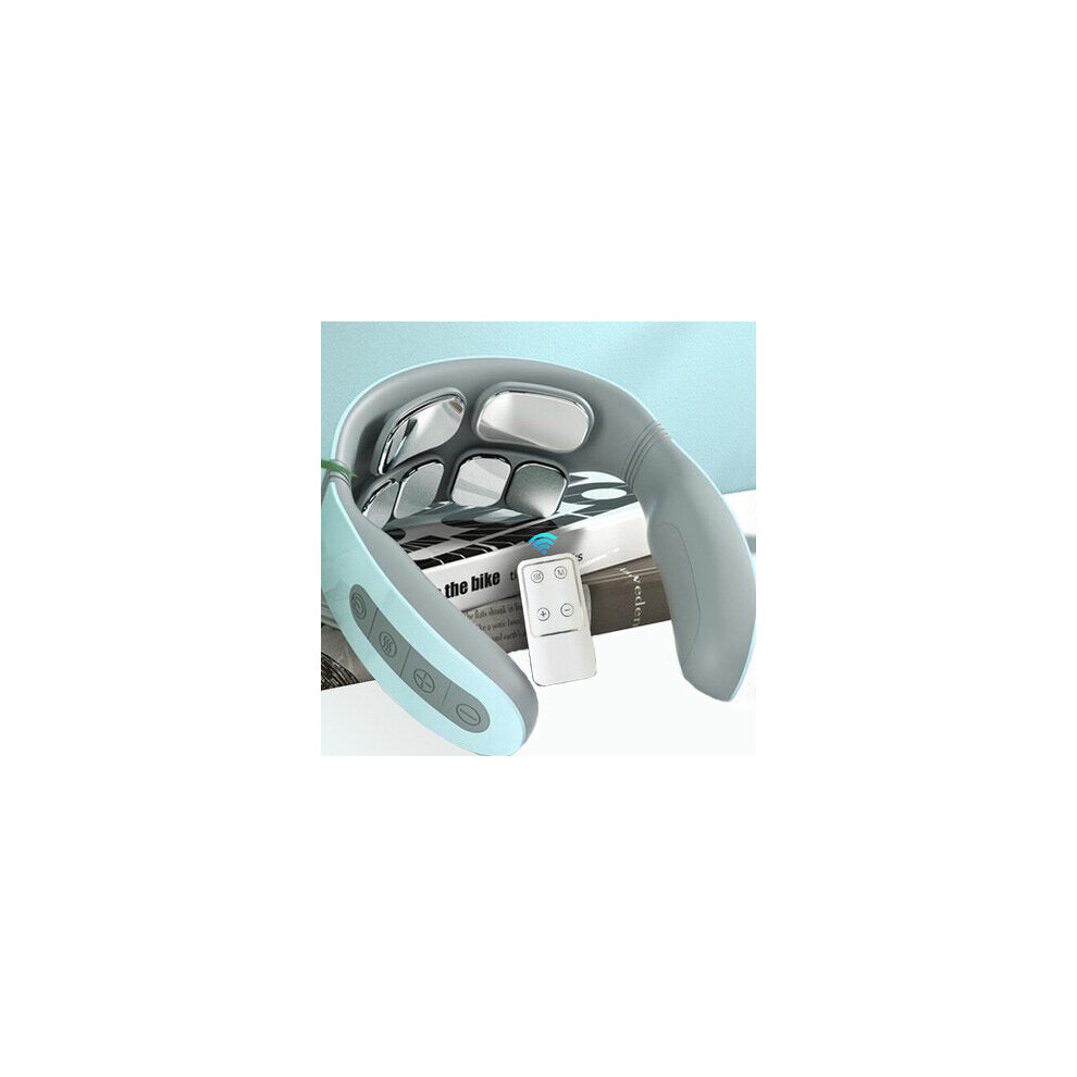 Greenzech Blue (Blue) 6 Head Electric Neck Massager - 5D Cervical Massage - Heating Vibration Pain Relief