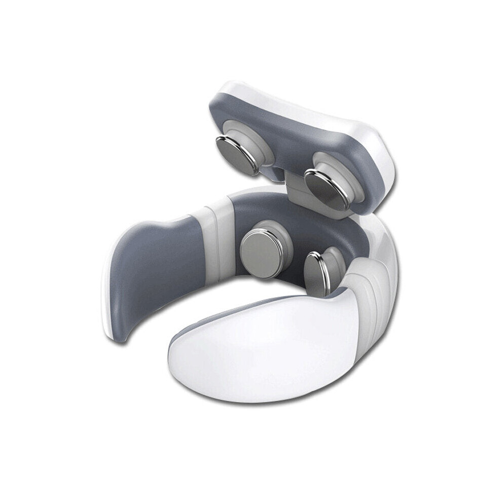 (White) USB 650mAh 4 Heads TENS Pulse Neck Cervical Pain Relief Massager Electric Massager With 5 Massage Modes Built-in Magnetic Stones