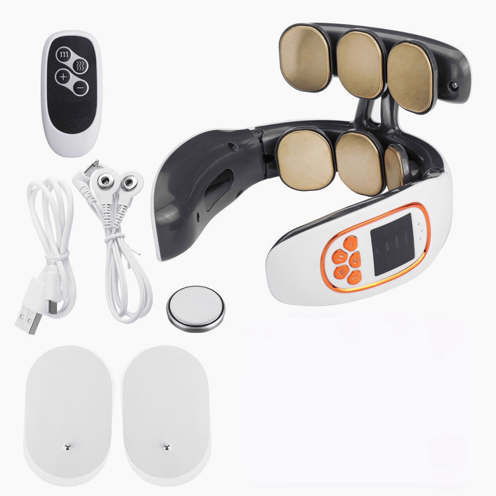 Greenzech (Type 2) 6/3 Head Usb Wireless Neck Electric Massager Cervical Infrared Heating Vibration Massage