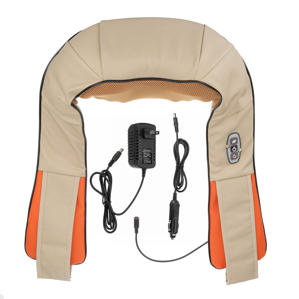 (Three Buttons) Neck Shoulder Massager 8 Massage Head Electric Shiatsu Heating Relax Pain Relief Device For Home Car