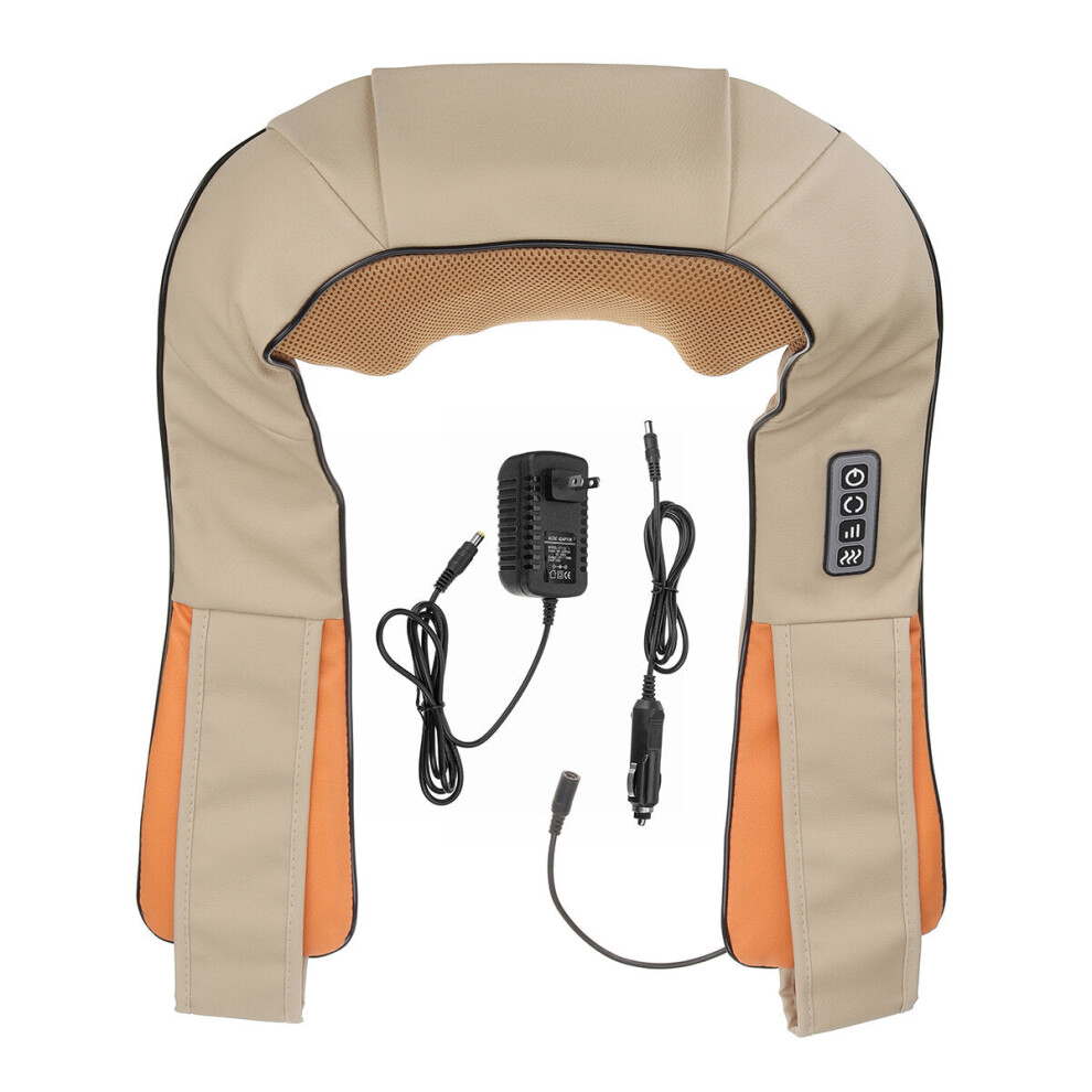 (Four Buttons) Neck Shoulder Massager 8 Massage Head Electric Shiatsu Heating Relax Pain Relief Device For Home Car