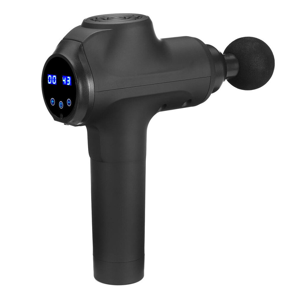 (Black) 4000mah 2800r/min Display Percussion Massager Brushless Motor Quiet Electric Massager 20 Gear Speed Muscle Relief