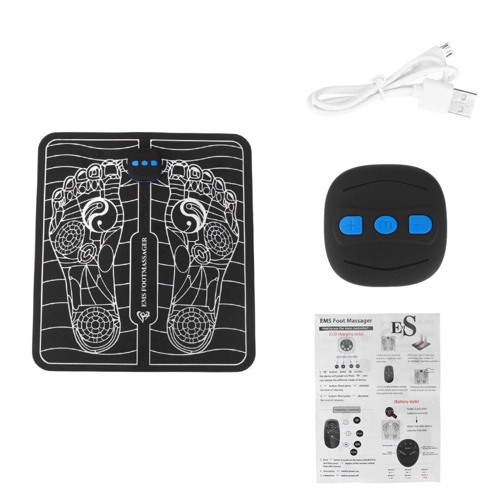 (without Control) 9-Level EMS Electric Foot Massager Pad Blood Circulation Muscle Stimulator Mat USB Rechargeable