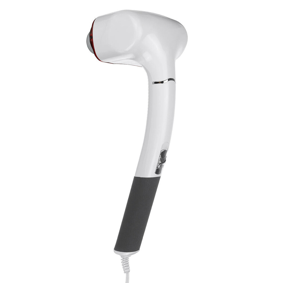 Greenzech (White, 110V) Double Head Electric Back Massager Handheld Heating Vibrating Deep Percussion Full Body Muscle Relaxing Massage Device