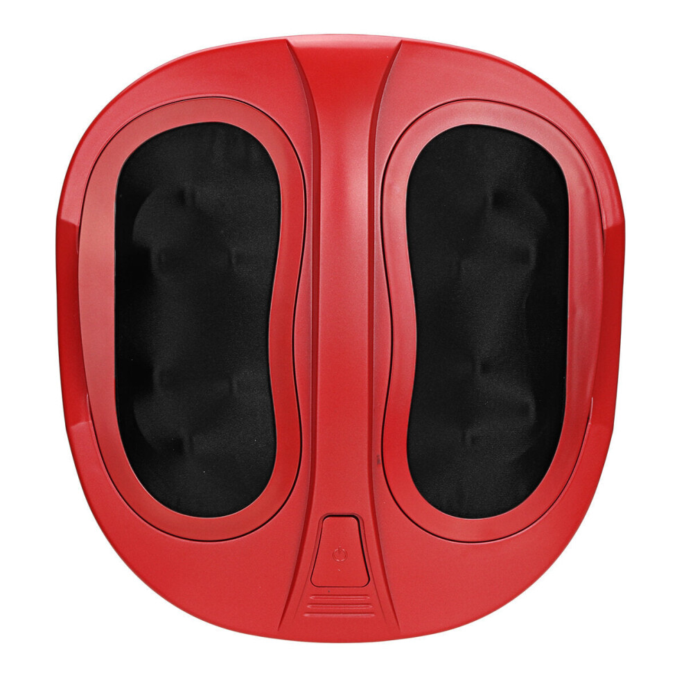 (Red, EU Plug) Fully Autoamtic Electric Foot Massager Smart Control Panel Foot Therapy Machine Kneading Overheating Protection Lightweight Foot Massage Machine