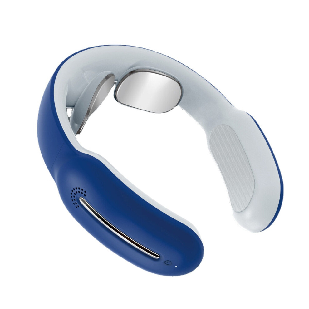 Greenzech Blue (Blue) Electric Neck Massager 15 Gears Vibration Pulse Cervical Neck Body Shoulder Muscle Relax Relieve Pain Device