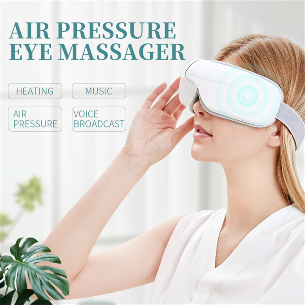 (White, Basic Edition) USB Rechargeable Multifunctional Eye Massager Bluetooth Wireless Smart Airbag Massage Eye Care Device