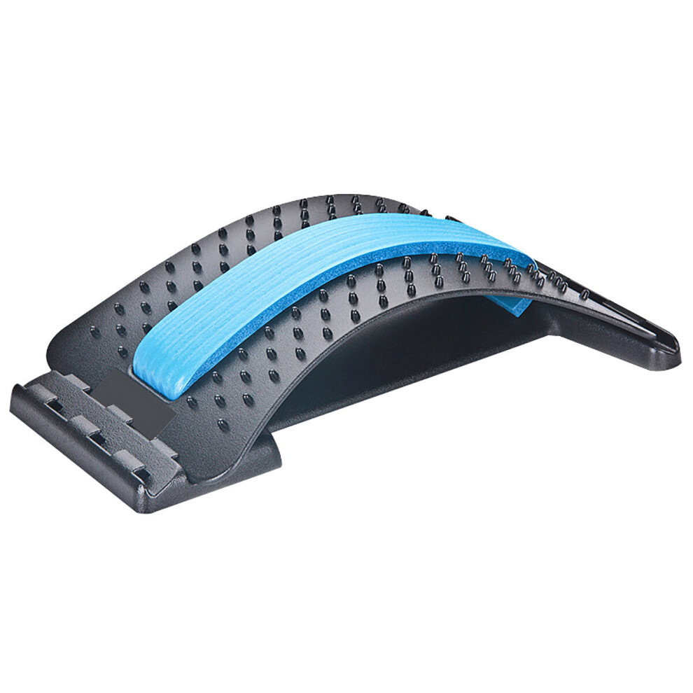 (Black Blue) Back Massager Magic Stretcher Lumbar Support Spine Waist Pain Relax Fitness Tool