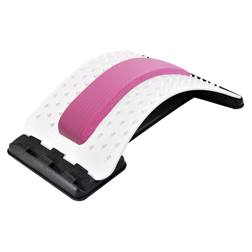 (White Pink) Back Massager Magic Stretcher Lumbar Support Spine Waist Pain Relax Fitness Tool