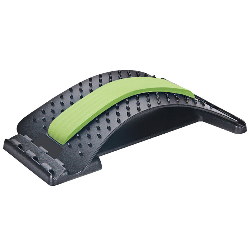 (Black Green) Back Massager Magic Stretcher Lumbar Support Spine Waist Pain Relax Fitness Tool