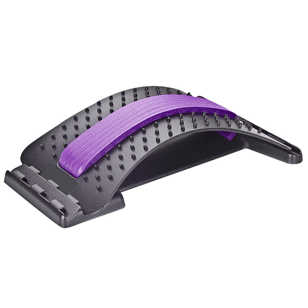 (Black Purple) Back Massager Magic Stretcher Lumbar Support Spine Waist Pain Relax Fitness Tool