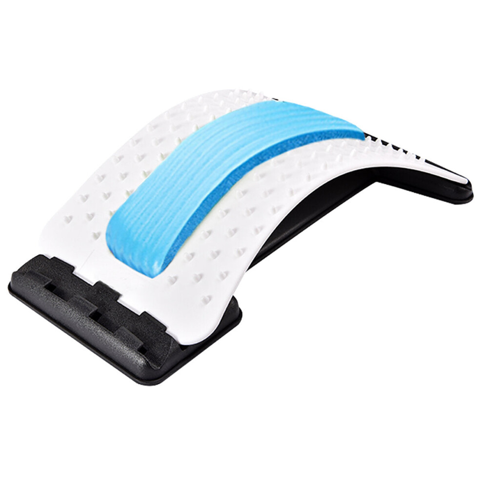Greenzech (White Blue) Back Massager Magic Stretcher Lumbar Support Spine Waist Pain Relax Fitness Tool