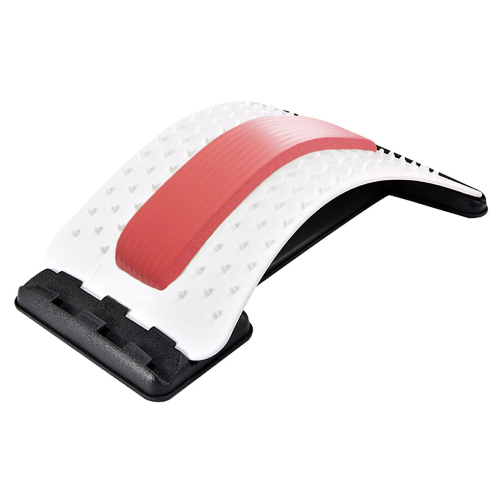 (White Red) Back Massager Magic Stretcher Lumbar Support Spine Waist Pain Relax Fitness Tool