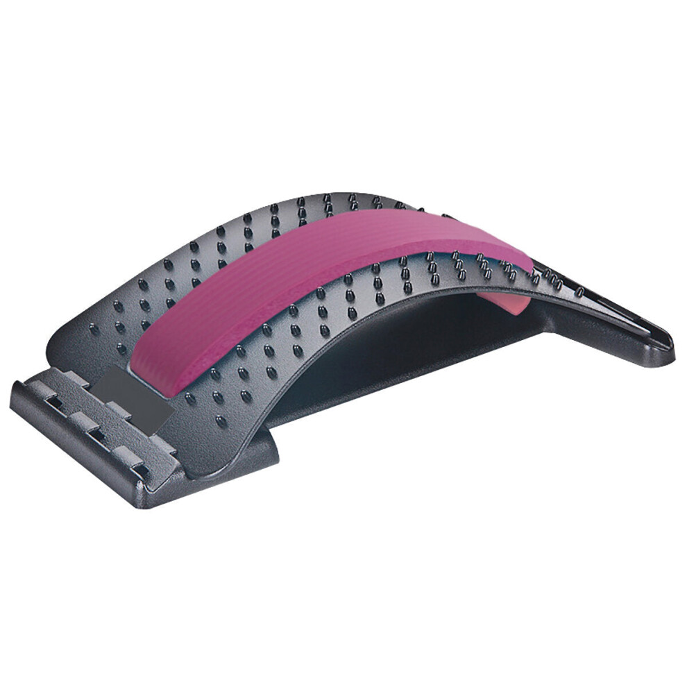Greenzech (Black Pink) Back Massager Magic Stretcher Lumbar Support Spine Waist Pain Relax Fitness Tool