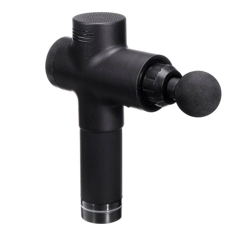 (Black) DC 24V 6 Heads Electric Percussion Massager 2600mAh 20 Speed LCD Touch Screen Low Noise Muscle Vibration Therapy Device
