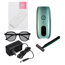 (Green, US Plug) 999999 Flashes 5 Levels IPL Laser Hair Removal Epilator Women Painless Facial Body Depilator Shaver