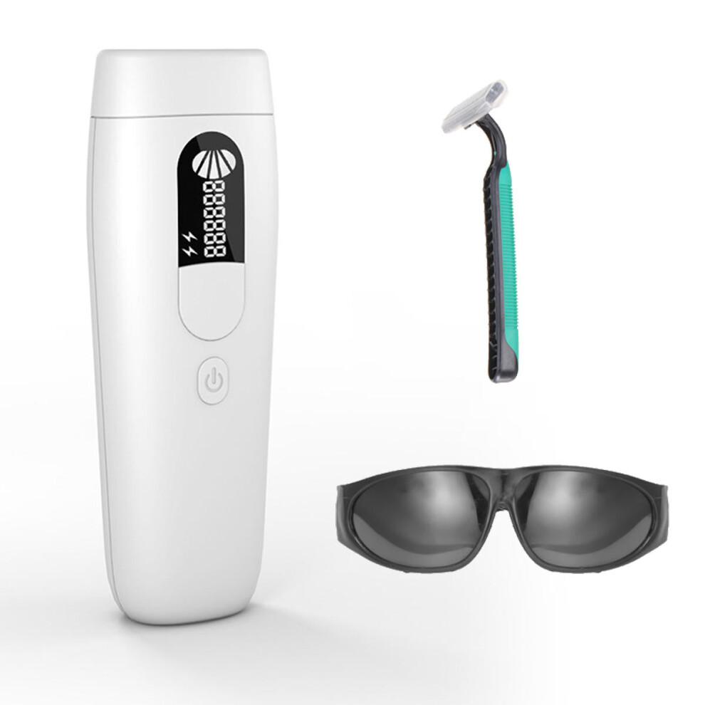 (US Plug) 999999 Flash 2 in 1 IPL Laser Epilator Painless Ice Feeling Hair Remover with Glasses Shaver