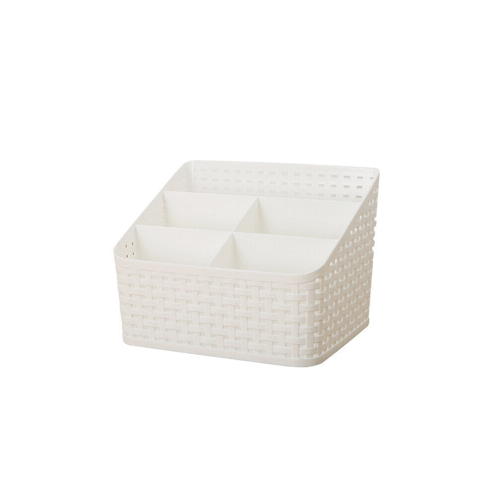 (White) Hollow Multi-cell Storage Box Desktop Cosmetic Remote Control Living Room Multi-function Storage Box Sundries Stationery Finishing Box