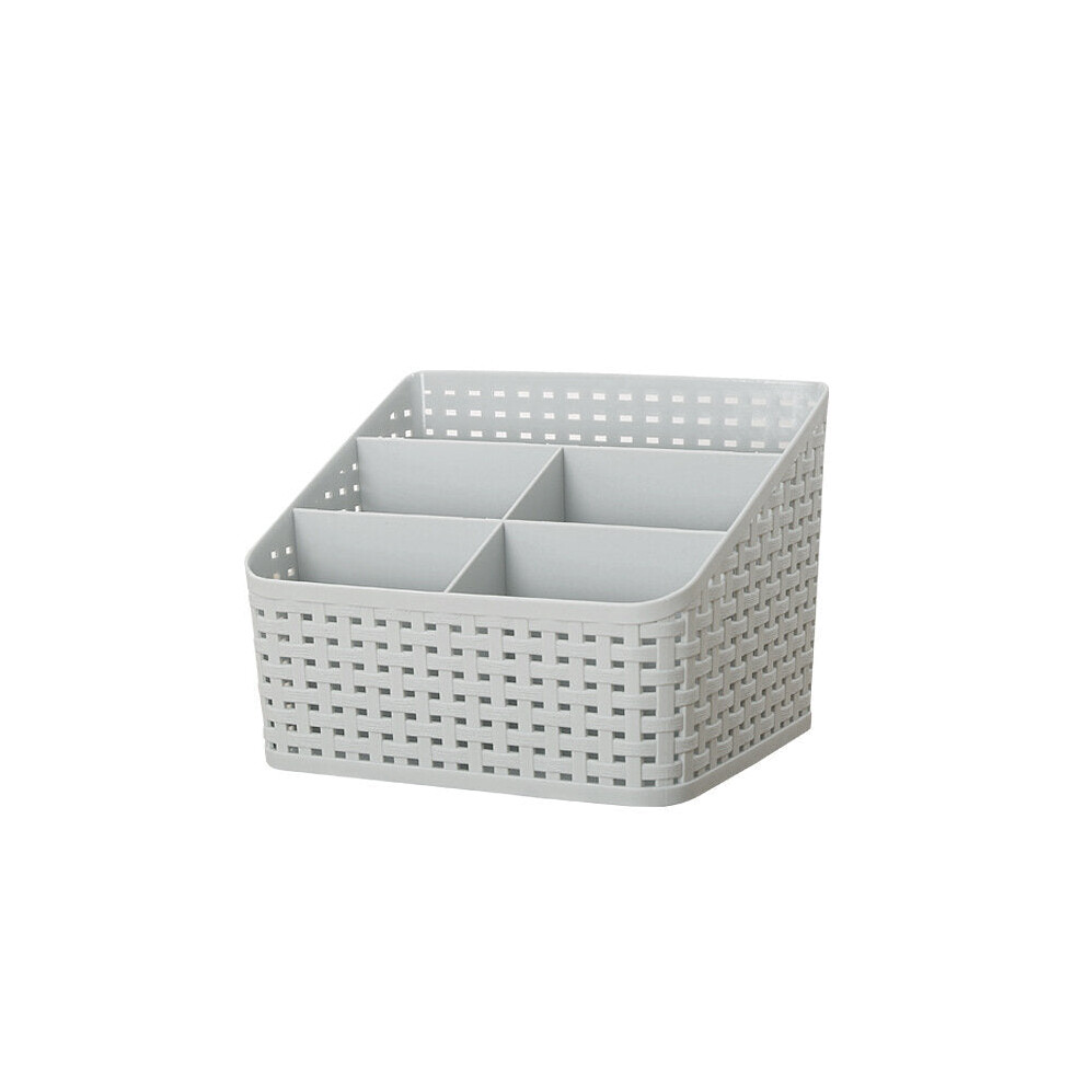 (Grey) Hollow Multi-cell Storage Box Desktop Cosmetic Remote Control Living Room Multi-function Storage Box Sundries Stationery Finishing Box