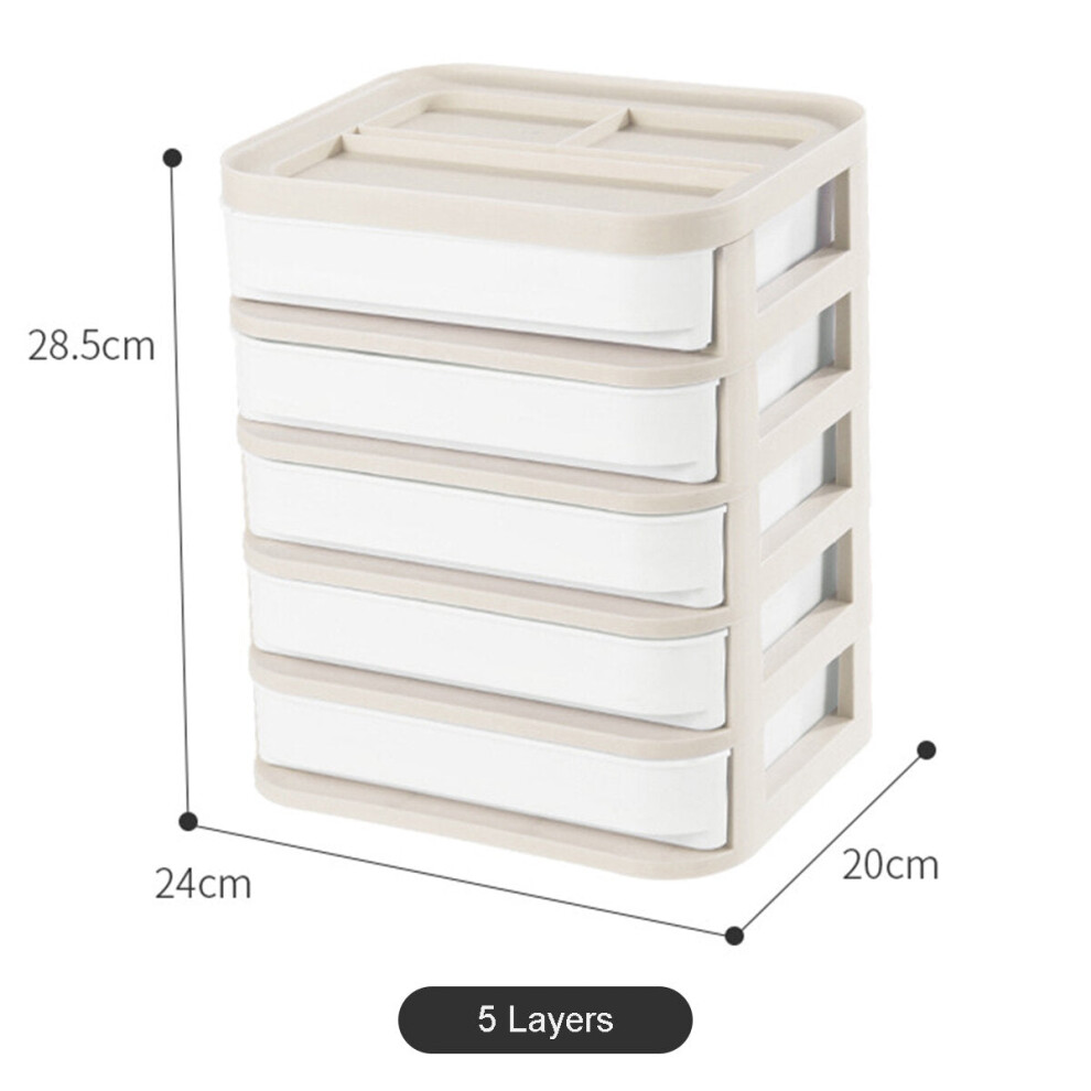 (5 Layers) Plastic Cosmetic Drawer Makeup Organizer Jewelry Container Baby Storage Box DIY Multi-layer Nail Casket Holder Bathroom Desktop Case