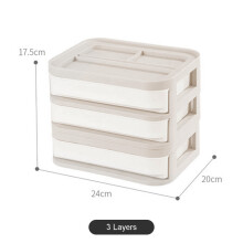 (3 Layers) Plastic Cosmetic Drawer Makeup Organizer Jewelry Container Baby Storage Box DIY Multi-layer Nail Casket Holder Bathroom Desktop Case