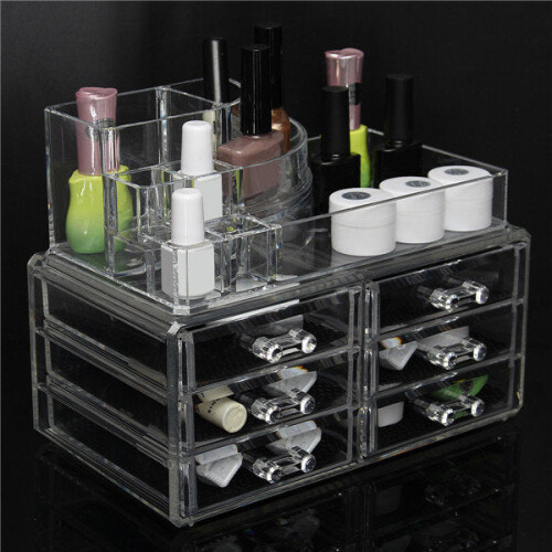 6 Drawer Clear Acrylic Make Up Organizer Drawers Cosmetic Display Holder Case Storage 2 Layer 2