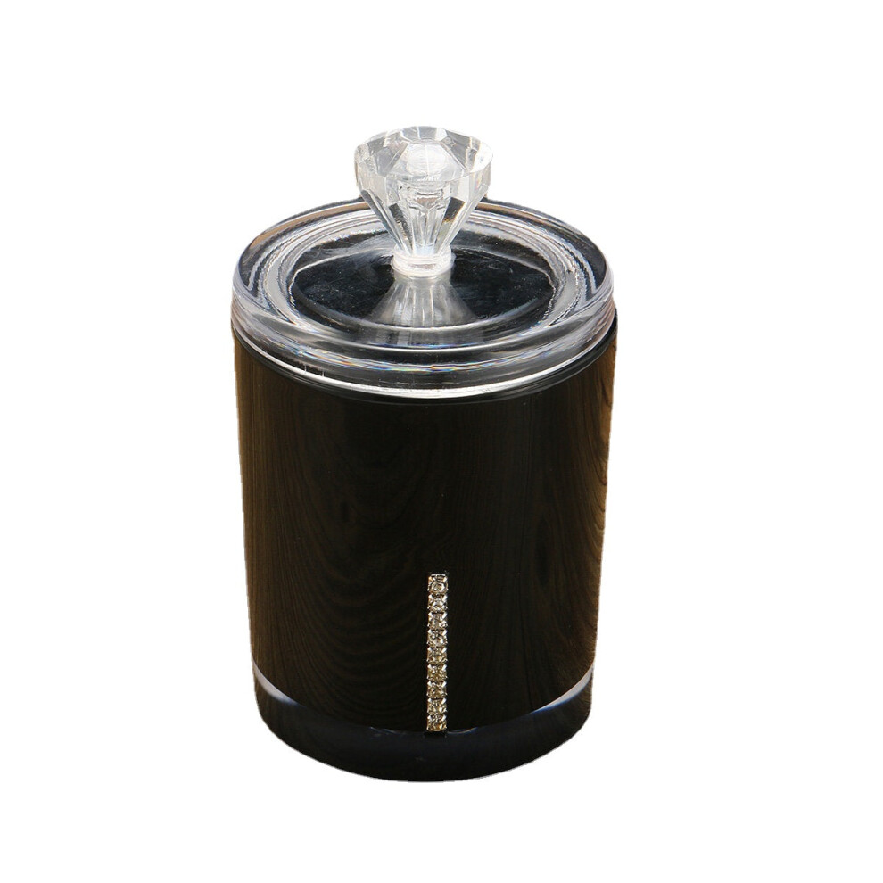 (Black) Transparent Acrylic Cotton Swab Holder Organizer Storage Box Container Makeup Cosmetics Tool