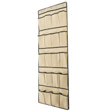 (Beige) 20 Grid Space-saving Wall-mounted Shoe Rack Cloth Multifunctional Clothes Storage Bag