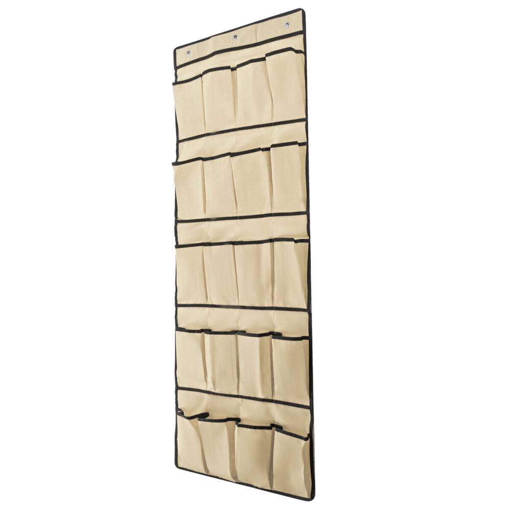 (Beige) 20 Grid Space-saving Wall-mounted Shoe Rack Cloth Multifunctional Clothes Storage Bag