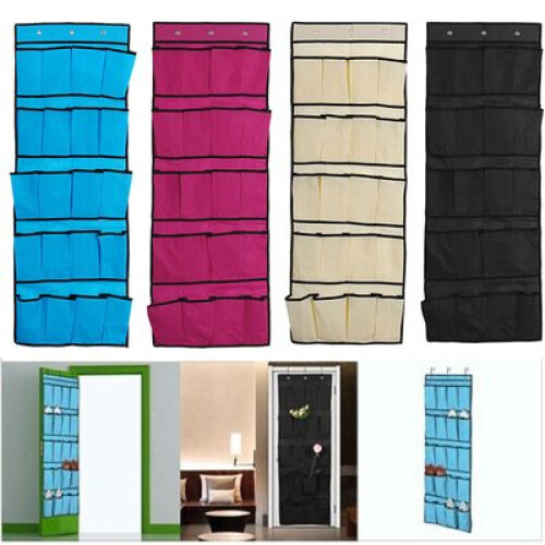 (Green) 20 Grid Space-saving Wall-mounted Shoe Rack Cloth Multifunctional Clothes Storage Bag 2