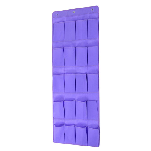 (Purple) 20 Grid Space-saving Wall-mounted Shoe Rack Cloth Multifunctional Clothes Storage Bag