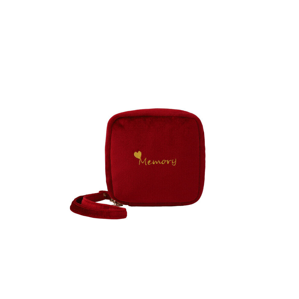 (Wine Red) Fashion Portable Velvet Cosmetic Bag Multifunction Makeup Bags Waterproof Mini Women Sanitary Bag