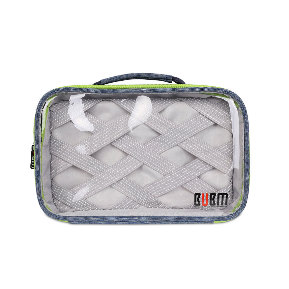 Greenzech Blue (, 2 Layers) Multi-Functional Portable Transparent Electronics Accessories Organizer Cosmetic Bag