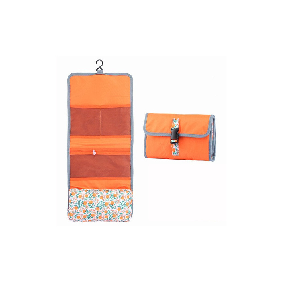(Orange) Waterproof Travel Toiletry Organizer 4 Colors Large Cosmetic Shaving Kit Storage Bag