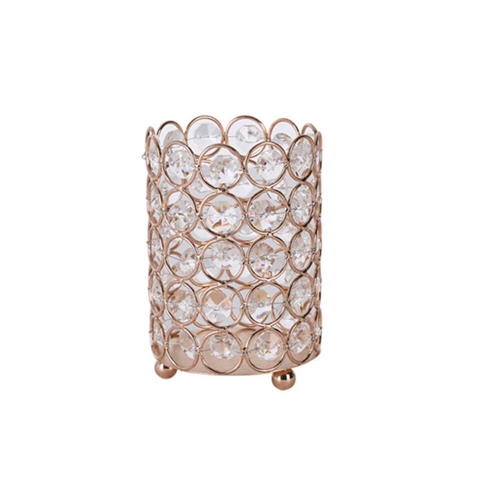 (Gold) Makeup Brush Storage Crystal Jewelry Cosmetics Holder Desktop Organizer Case Box