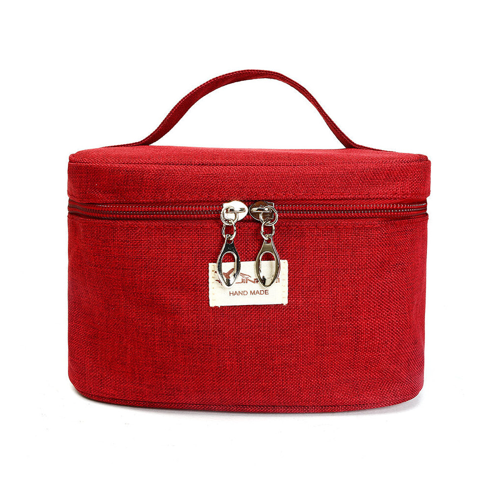 Greenzech Red (Wine ) Portable Travel Storage Bag Durable Canvas Cosmetic Makeup Bag Travel Organizer