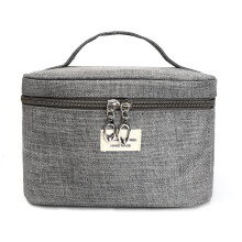 (Light Grey) Portable Travel Storage Bag Durable Canvas Cosmetic Makeup Bag Travel Organizer