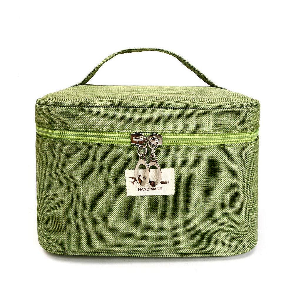 (Green) Portable Travel Storage Bag Durable Canvas Cosmetic Makeup Bag Travel Organizer