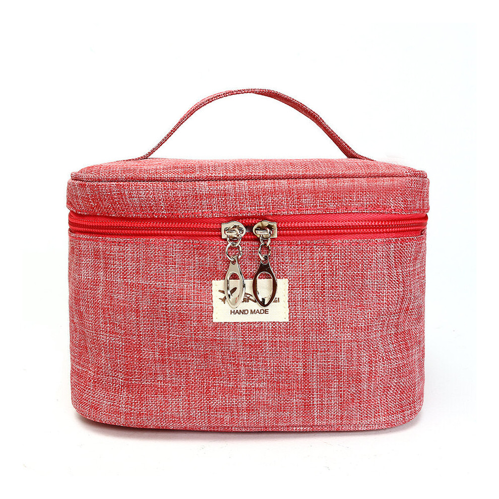 (Pink) Portable Travel Storage Bag Durable Canvas Cosmetic Makeup Bag Travel Organizer