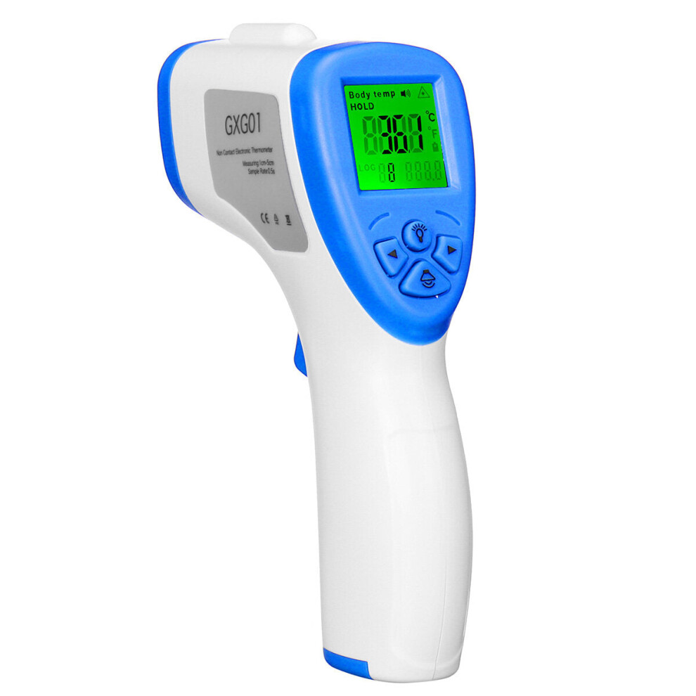 Greenzech White Non-Contact Digital Infrared Thermometer Forehead Body Temperature Measuring Lcd Dispaly W/ Fever Alarm