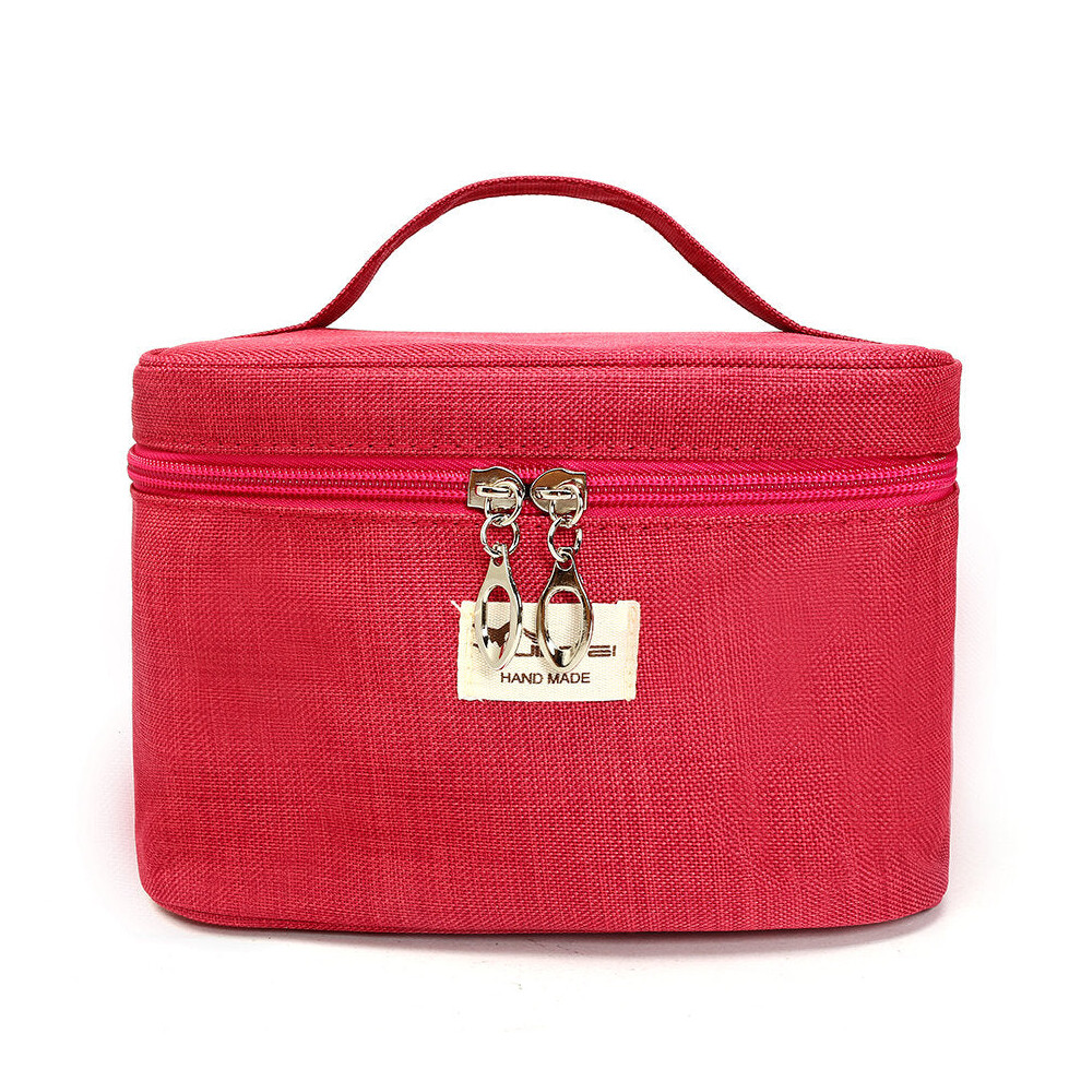 (Rose) Portable Travel Storage Bag Durable Canvas Cosmetic Makeup Bag Travel Organizer