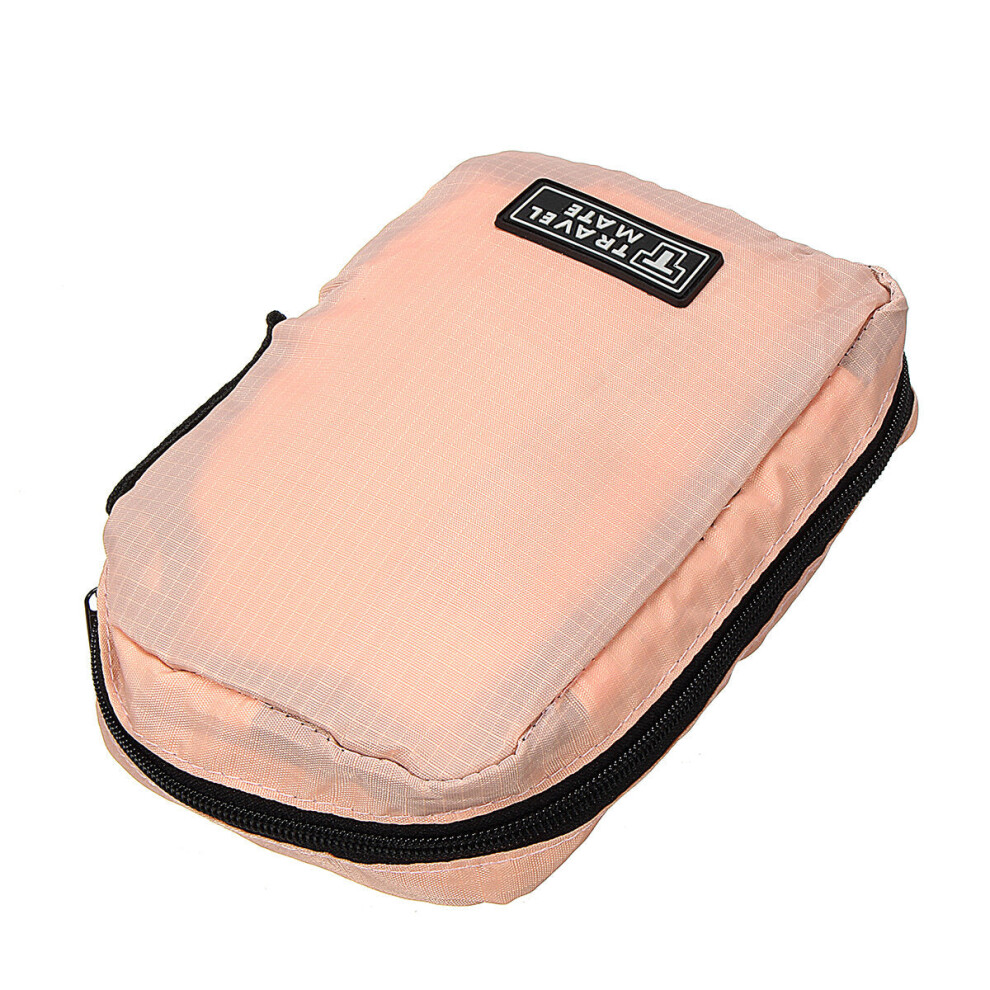 (Pink) Portable cosmetics storage bag wash bag cosmetic bag
