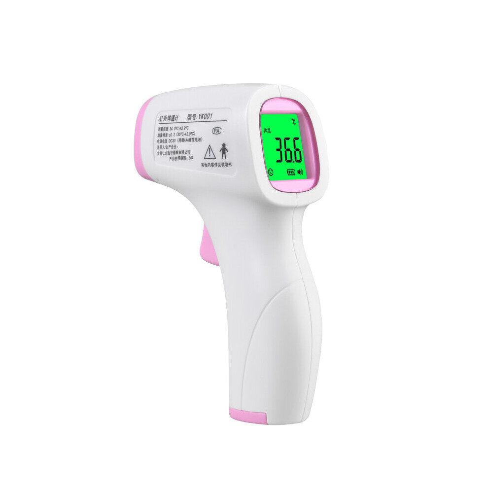 (Pink) LCD Digital Forehead Body Temperature Meter Non-contact IR Infrared Thermometer Audlt /Baby Digital Thermometer