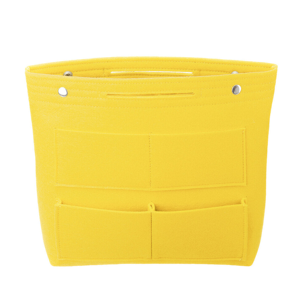 (Yellow) Large Organizer Cosmetic Bag in Bag Casual Travel Multi-pockets Elegant Bag Handbag