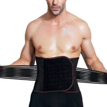 (Black, XL) Men Elastic Belt Belly Body Sculpting Slim Trainning Waistband